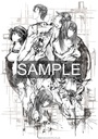 STEINS;GATE Laboratory Member Ink Painting Style White Background Monochrome T-shirt (L Size)