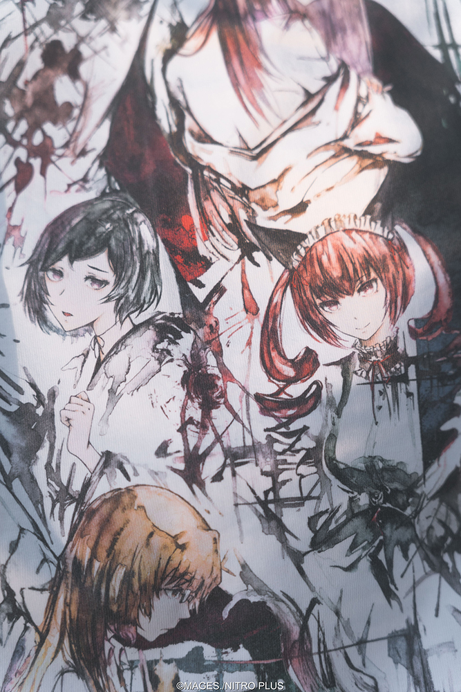 STEINS;GATE Laboratory Member Ink Painting Style White Background Color T-shirt (XL Size)
