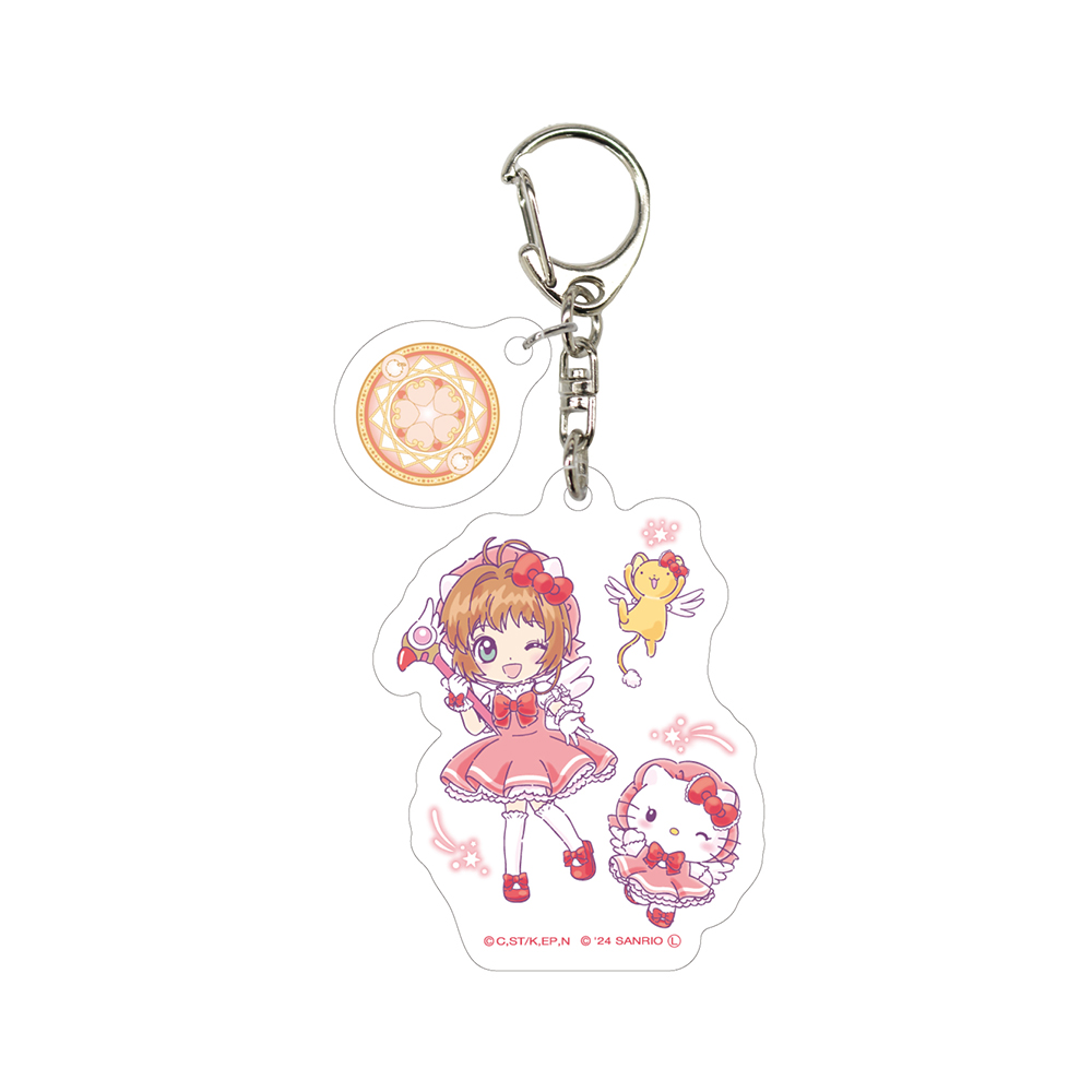 Acrylic Key Chain with Parts "Cardcaptor Sakura" x Sanrio Characters 01 Kinomoto Sakura x Hello Kitty (Collaboration Illustration)
