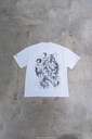 STEINS;GATE Laboratory Member Ink Painting Style White Background Monochrome T-shirt (L Size)