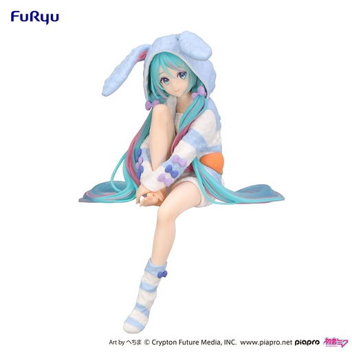 [FR50162] Hatsune Miku Noodle Stopper Figure -Rabbit Ear Hood Pajama Blue Color ver.-