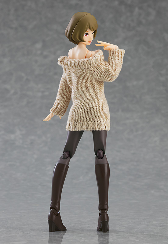 figma Styles Off-the-Shoulder Sweater Dress (Beige)