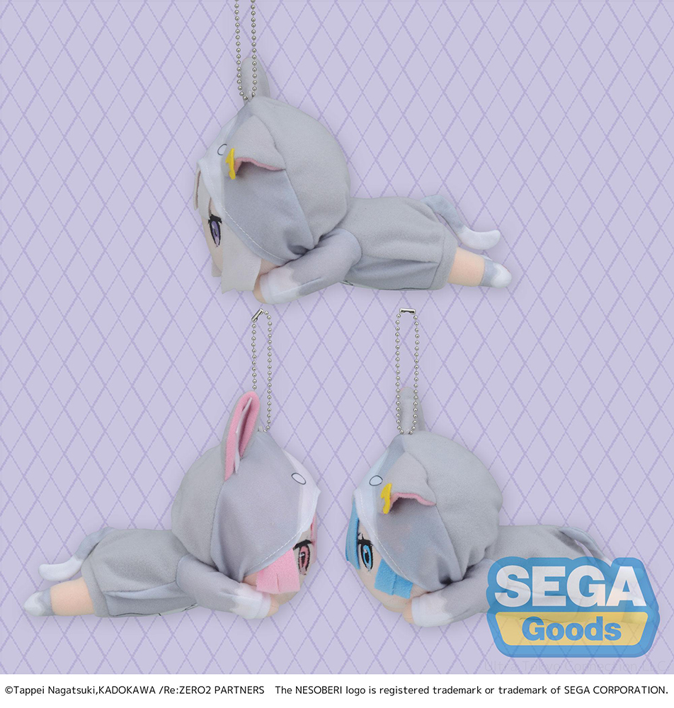 NESOBERI (Lay-Down) "Re:ZERO -Starting Life in Another World-" MP Plush "Emilia & Ram & Rem" -The Great Spirit Pack-