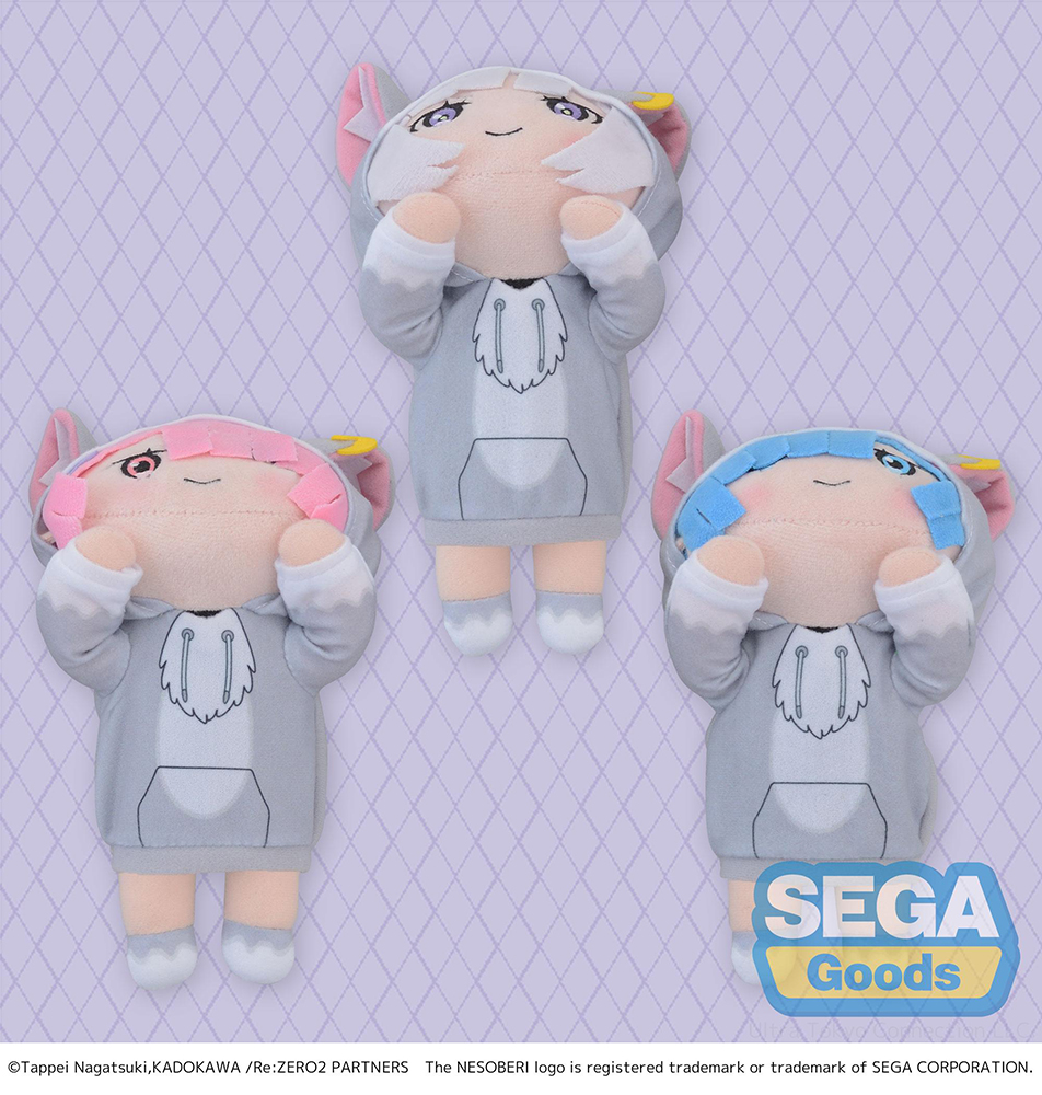 NESOBERI (Lay-Down) "Re:ZERO -Starting Life in Another World-" MP Plush "Emilia & Ram & Rem" -The Great Spirit Pack-