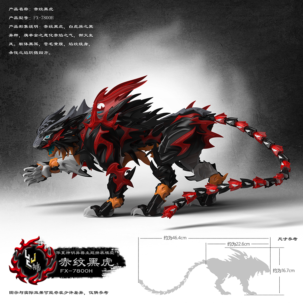 SHENXING TECHNOLOGY FX-7800H "CLASSIC OF MOUNTAINS AND SEAS" SERIES RED STRIPES BLACK TIGER PLASTIC MODEL KIT