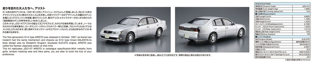 1/24 TOYOTA JZS147 ARISTO 3.0V/Q '91