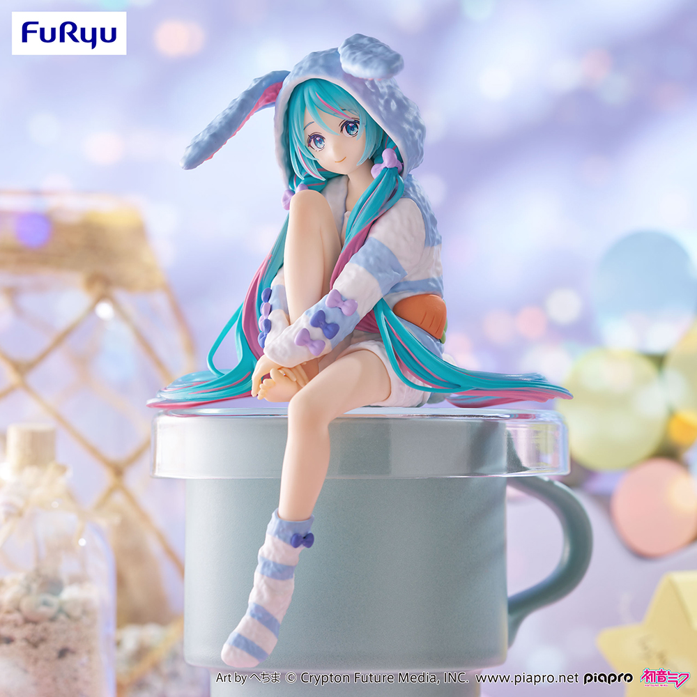 Hatsune Miku Noodle Stopper Figure -Rabbit Ear Hood Pajama Blue Color ver.-