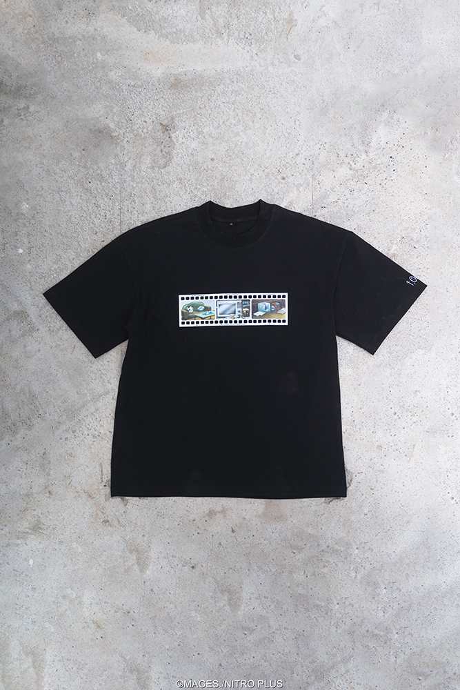 STEINS;GATE Laboratory Member Ink Painting Style Black Background Color T-shirt (L Size)
