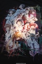 STEINS;GATE Laboratory Member Ink Painting Style Black Background Color T-shirt (S Size)