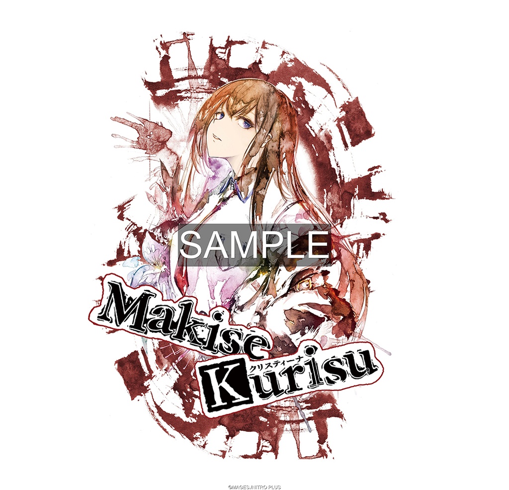 STEINS;GATE Makise Kurisu Ink Painting Style White Background Color T-shirt (L Size)