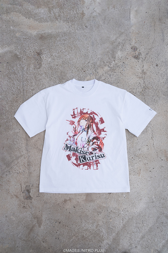 STEINS;GATE Makise Kurisu Ink Painting Style White Background Color T-shirt (XL Size)