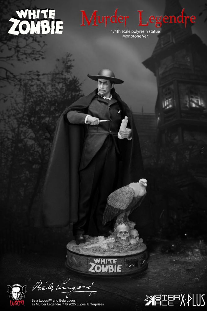Star Ace Toys 1/4 "White Zombie" Bela Lugosi Murder Legendre Statue Monotone Ver.