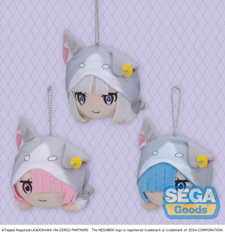 NESOBERI (Lay-Down) "Re:ZERO -Starting Life in Another World-" MP Plush "Emilia & Ram & Rem" -The Great Spirit Pack-