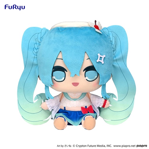 [FR07560] Hatsune Miku KYURUMARU Big Plush Toy -Melon Soda Float-