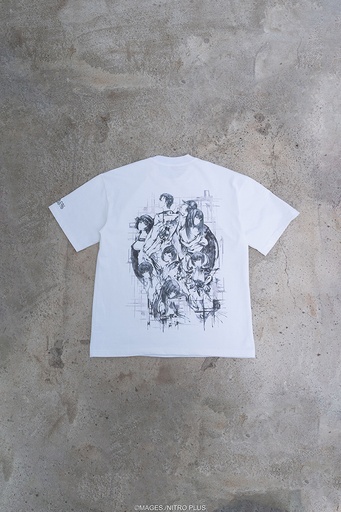 [USR92114] STEINS;GATE Laboratory Member Ink Painting Style White Background Monochrome T-shirt (M Size)